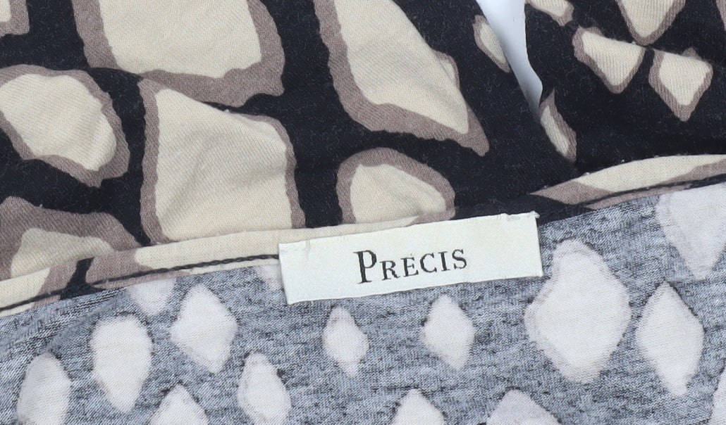 Precis Women’s Beige Geometric Jersey Top Size S Viscose 3/4 Sleeve
