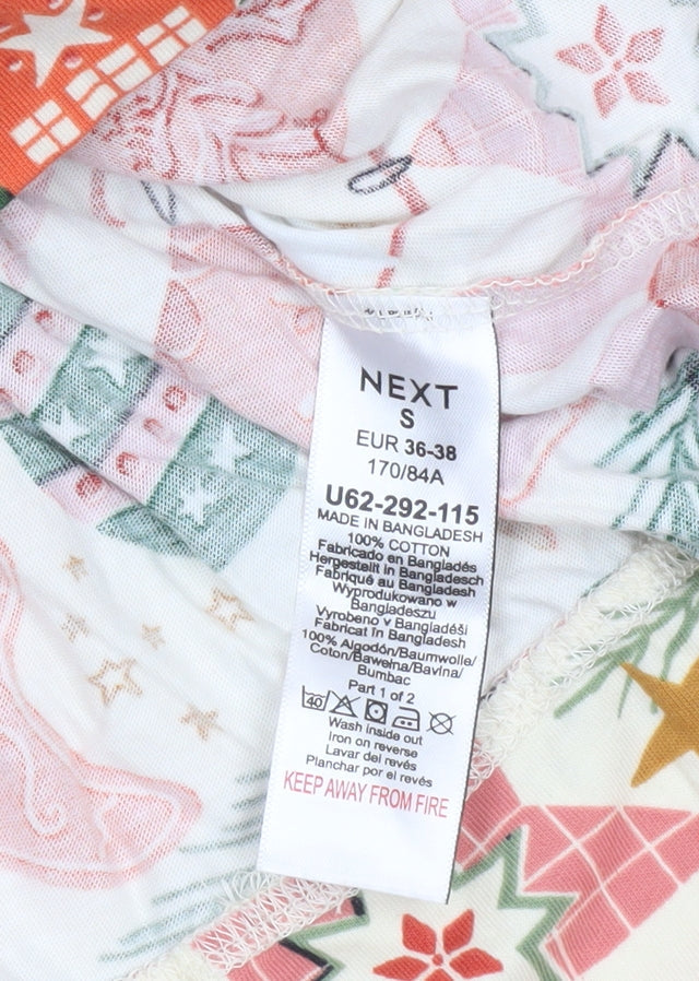 Next Women’s Multicoloured Christmas Cotton Pyjama Top S