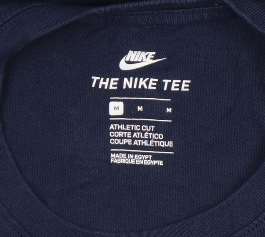 Nike Men's Blue Athletic Fit Cotton Crew Neck T-Shirt M