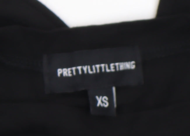 PRETTYLITTLETHING Women's Black High Neck Long Sleeve Basic Top XS