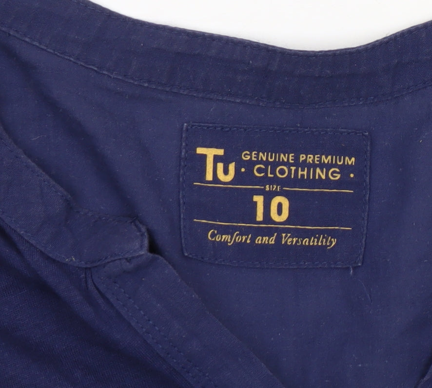 Tu Women's Blue 3/4 Sleeve Tunic Blouse Size 10