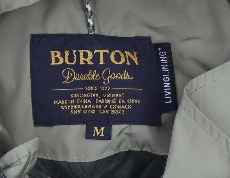 Burton Men's Green M Waterproof Hooded Rain Jacket with Lining