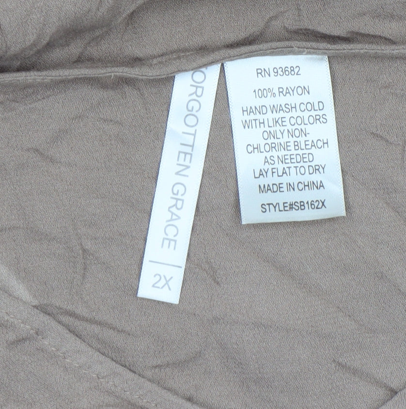Forgotten Grace Women’s Beige Embroidered Tunic Blouse 2XL Rayon