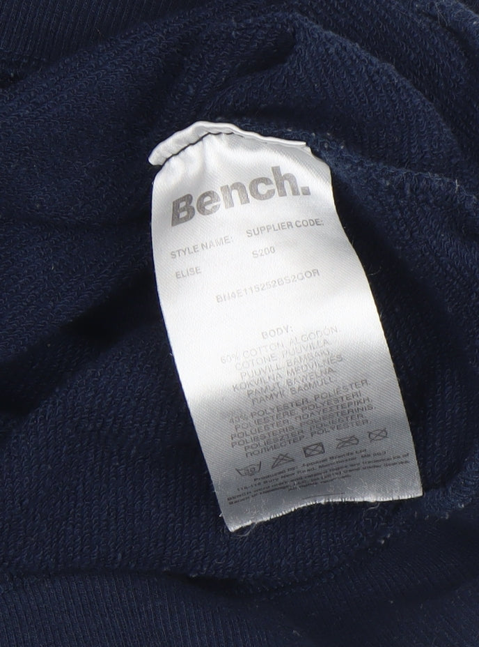 Bench Womens Navy Blue Logo Crew Neck Pullover Sweatshirt UK 8
