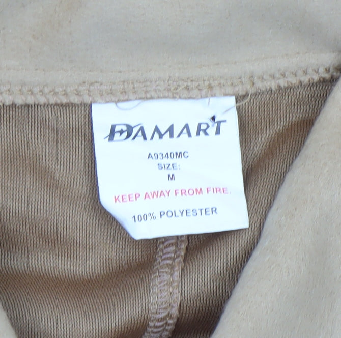 Damart Women’s Beige Fleece Overcoat M Mid-Length Buttoned Casual