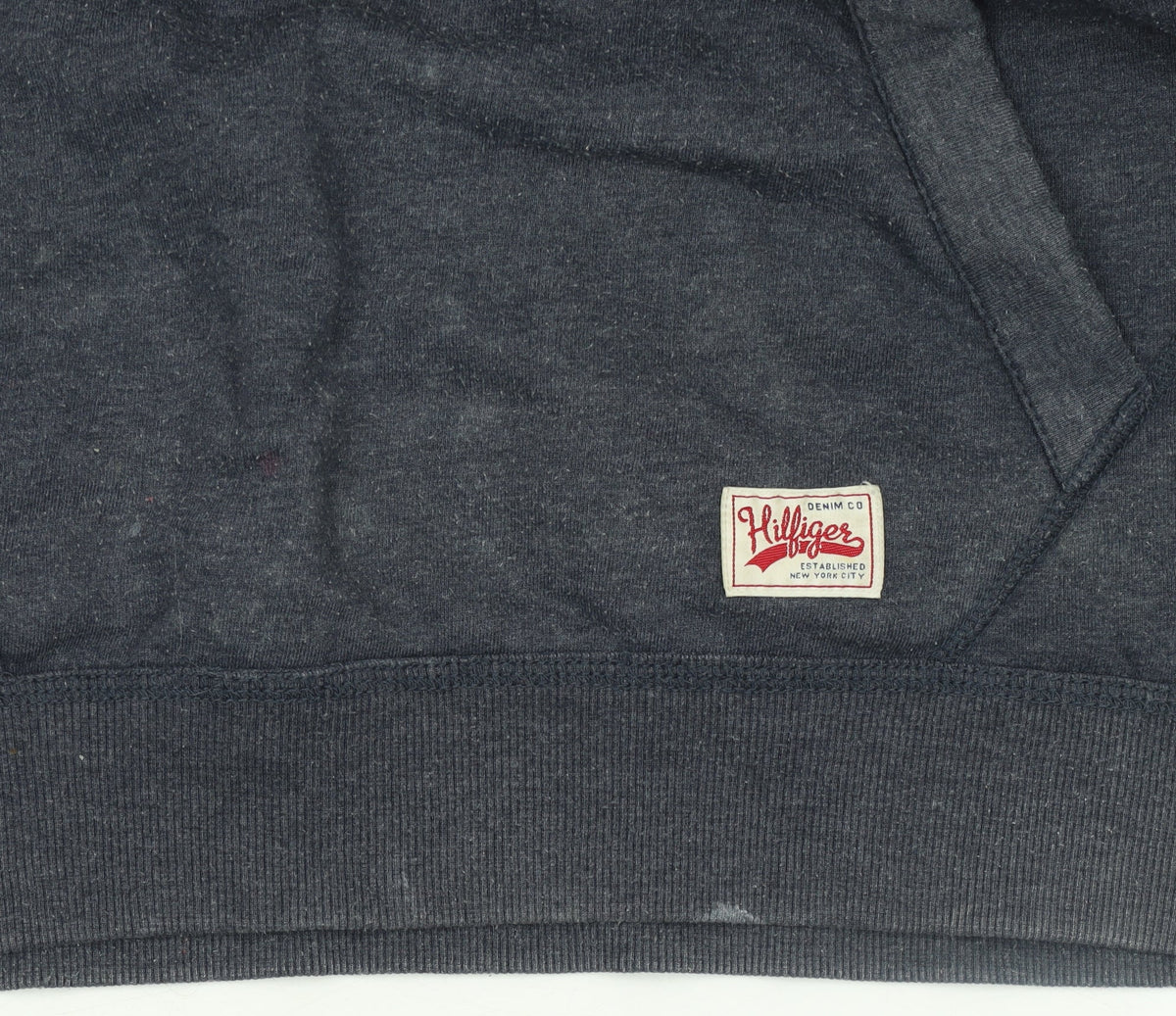 Hilfiger Denim Men's Blue Pullover Hoodie L Logo Graphic Sweatshirt