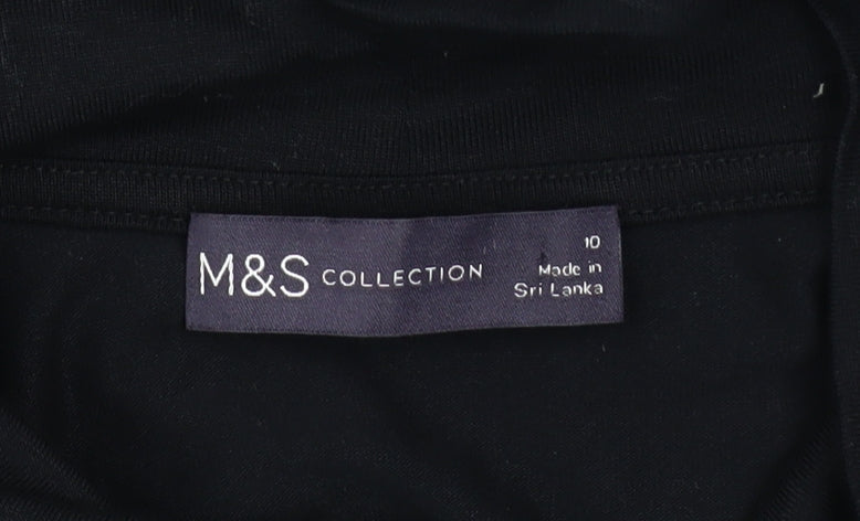 Marks & Spencer Women’s Black Long Sleeve Bow Neck Jersey Blouse Size 10