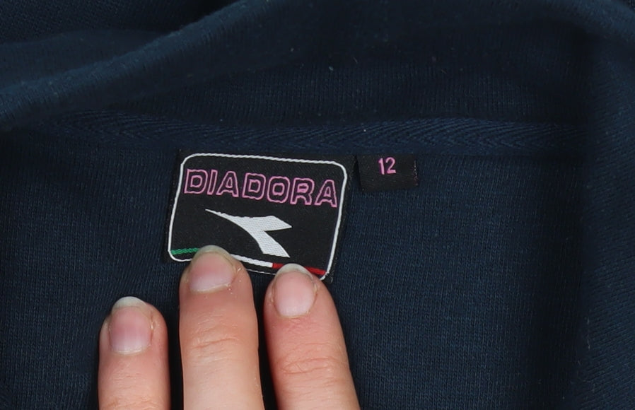 Diadora Women's Blue Size 12 Track Jacket Full Zip Activewear