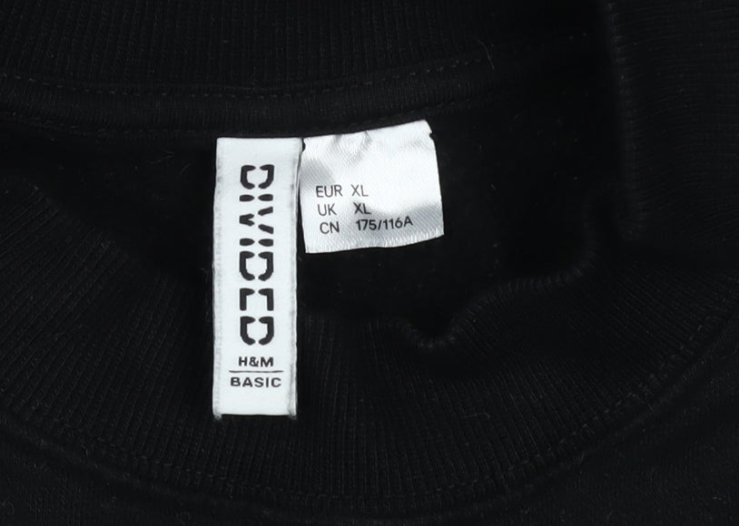 H&M Divided Women Black XL Pullover Sweatshirt Cotton Blend