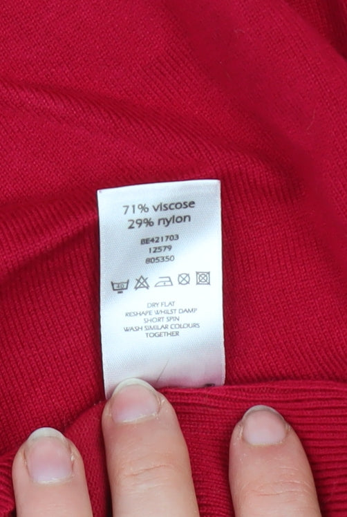 Florence & Fred Women's Red V-Neck Knit Pullover Jumper Size 14