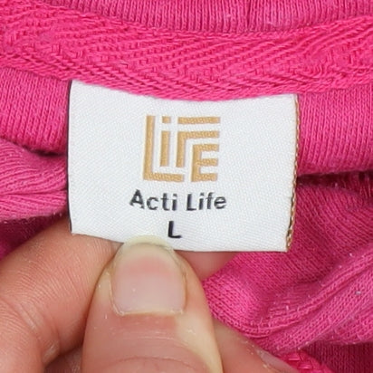 Acti Life Women's Pink Pullover Hoodie Large Cotton Blend