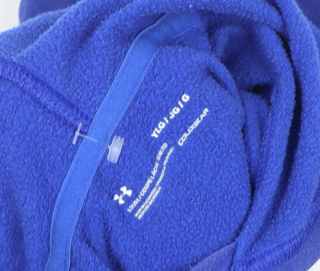 Under Armour Boys Blue Pullover Hoodie YLG Fleece ColdGear Sweatshirt