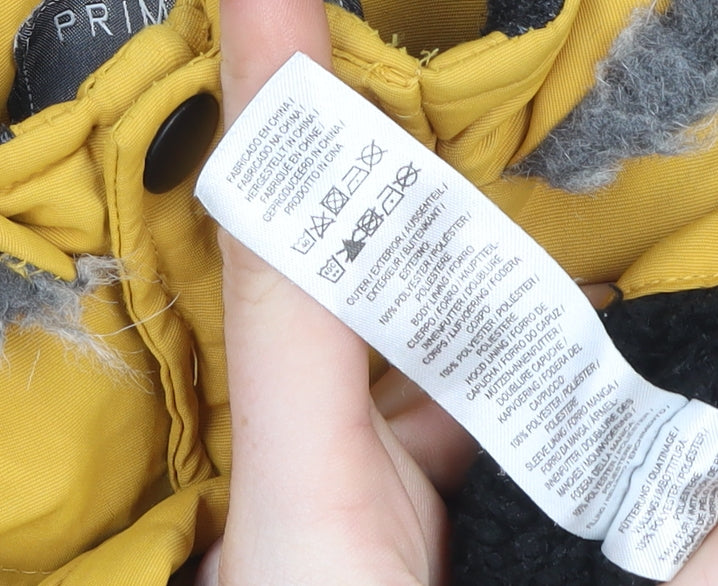 Primark Unisex Baby Yellow Hooded Puffer Jacket 12-18 Months Faux Fur Lined Winter Coat