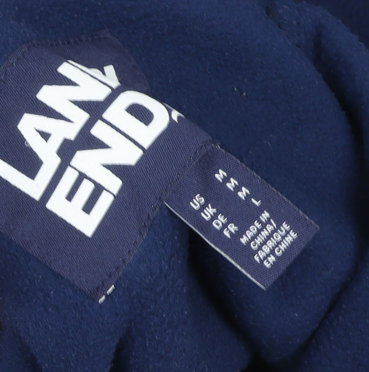 Lands' End Men’s Blue Fleece Henley Sweatshirt M Regular Fit