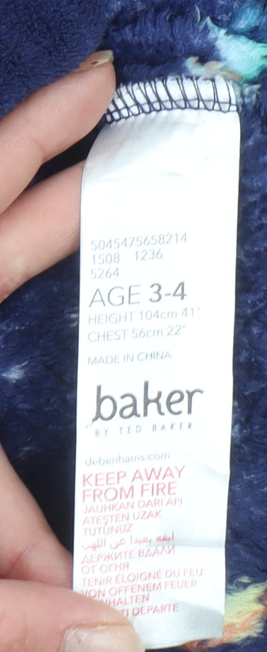 Ted Baker Boys Blue Space Fleece Hooded Robe Age 3-4 Years