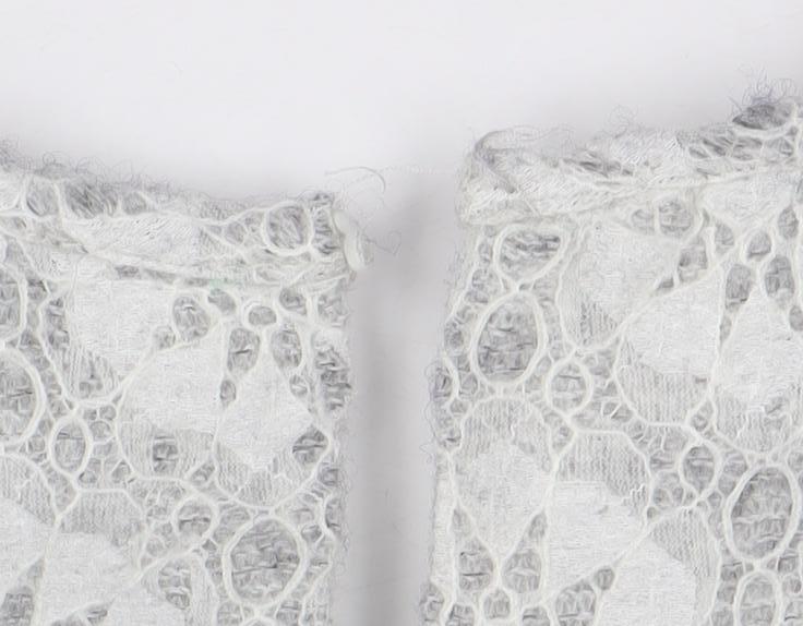 Traffic People Women Grey Lace Shift Dress Size S 3/4 Sleeve