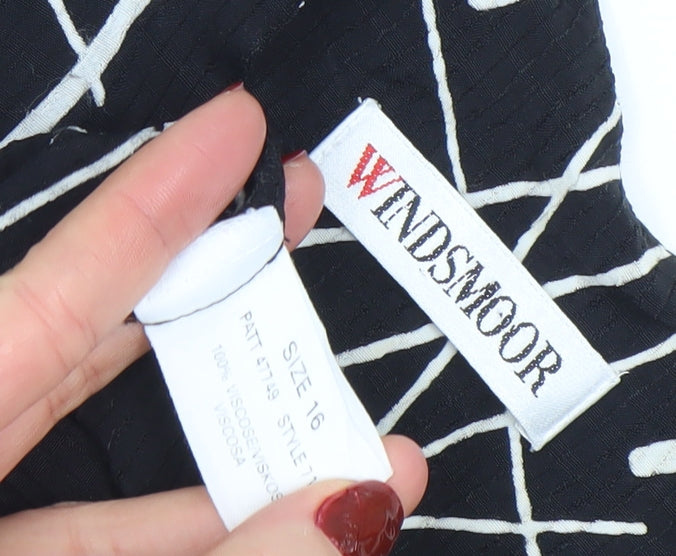 Windsmoor Women’s Black Geometric Sleeveless Sheath Dress Size 16