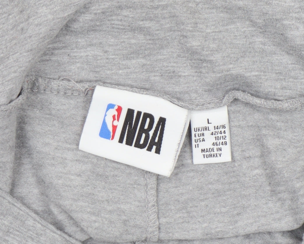 NBA Womens Grey Biker Shorts L Los Angeles Lakers Cotton Stretch Activewear