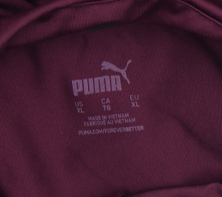 Puma Womens Burgundy 1/4 Zip Pullover Sweatshirt XL Polyester