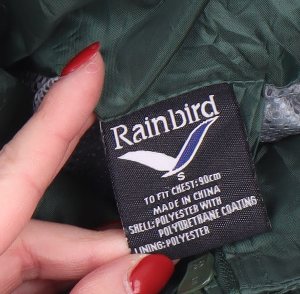 Rainbird Men's Green S Waterproof Hooded Rain Jacket Outdoor Coat