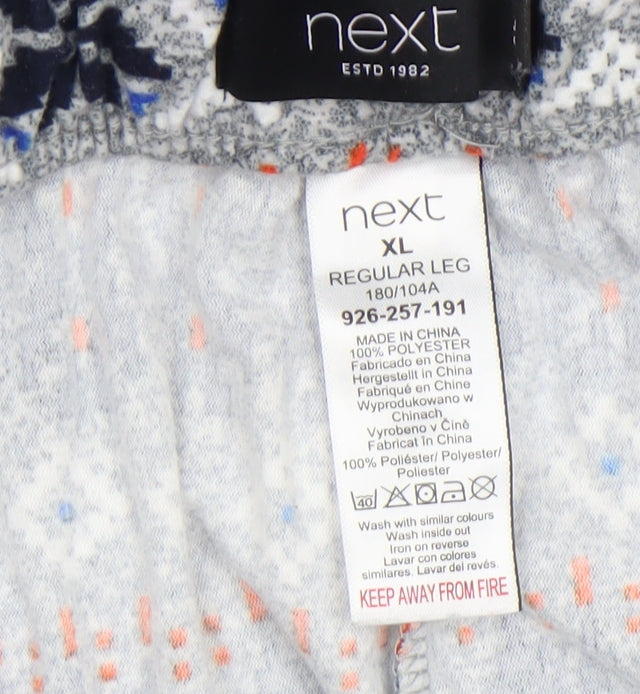 Next Men's XL Fair Isle Grey Lounge Pants Polyester Winter Wear