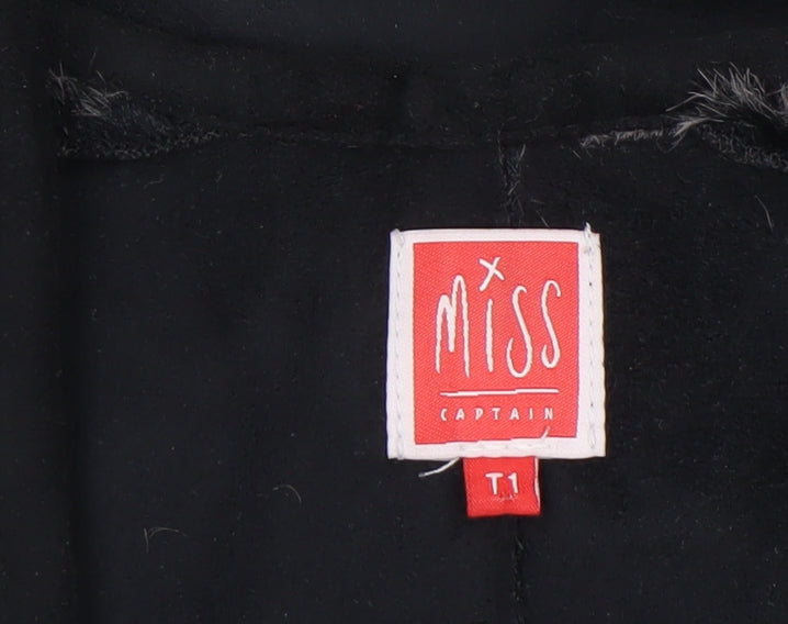 Miss Captain Women's Black Faux Fur Trim Waistcoat Size 8