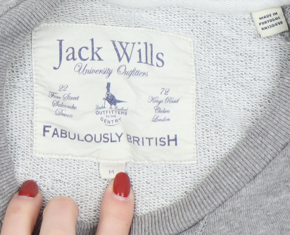 Jack Wills Men’s Grey Pullover Sweatshirt M Logo Crew Neck