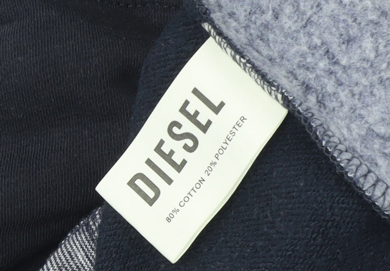 Diesel Men's Grey Pullover Hoodie Size L Classic Fleece Sweatshirt