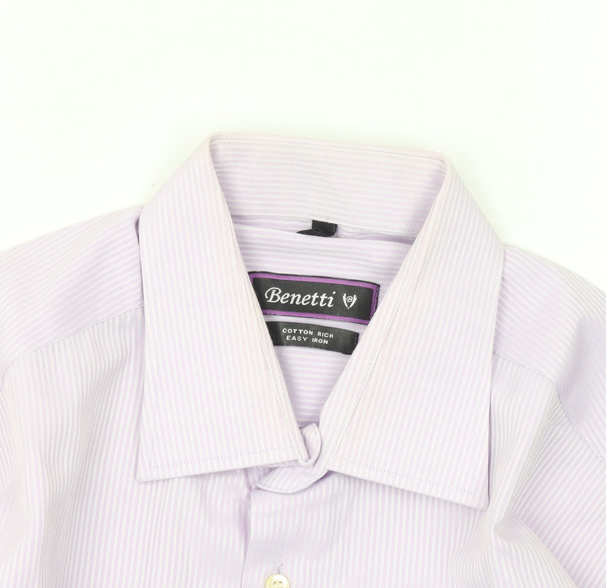 Benetti Men's Purple Striped Long Sleeve Cotton Blend Button-Up Shirt Size 16