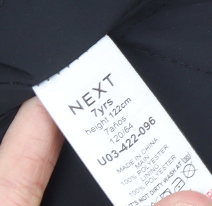 Next Boys Black Check Fleece Shirt Jacket 7 Years Lined Winter Coat