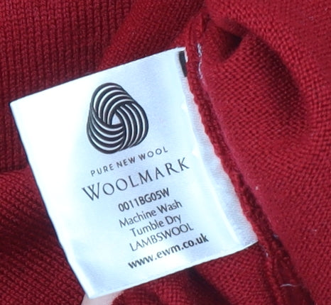 EWM Women’s Red Lambswool Crew Neck Jumper Size 18-20