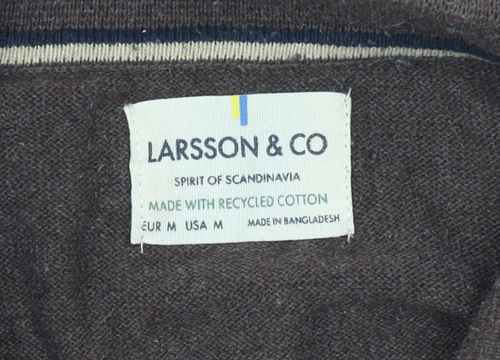 Larsson & Co Men’s Brown Long Sleeve Cotton Polo Shirt Size M