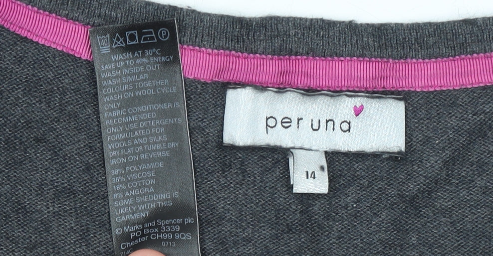 Marks & Spencer Per Una Women's Grey Cowl Neck Long Sleeve Tunic Jumper Size 14