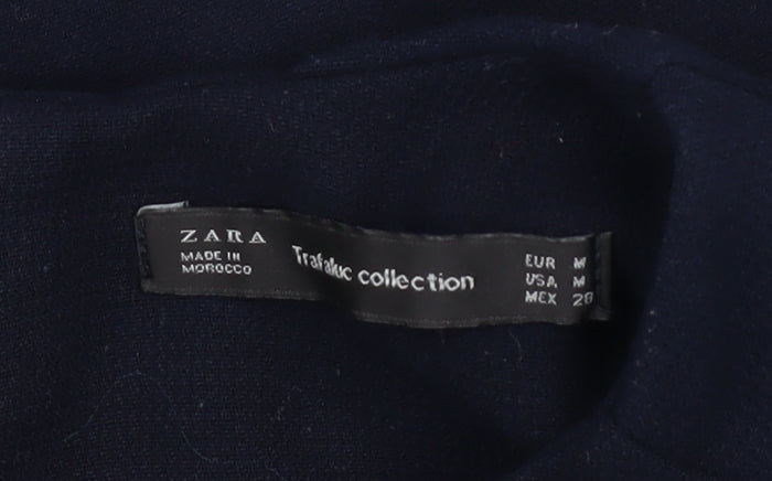 Zara Women Blue Shift Dress Size 10 Short Sleeve Zip Back Knit