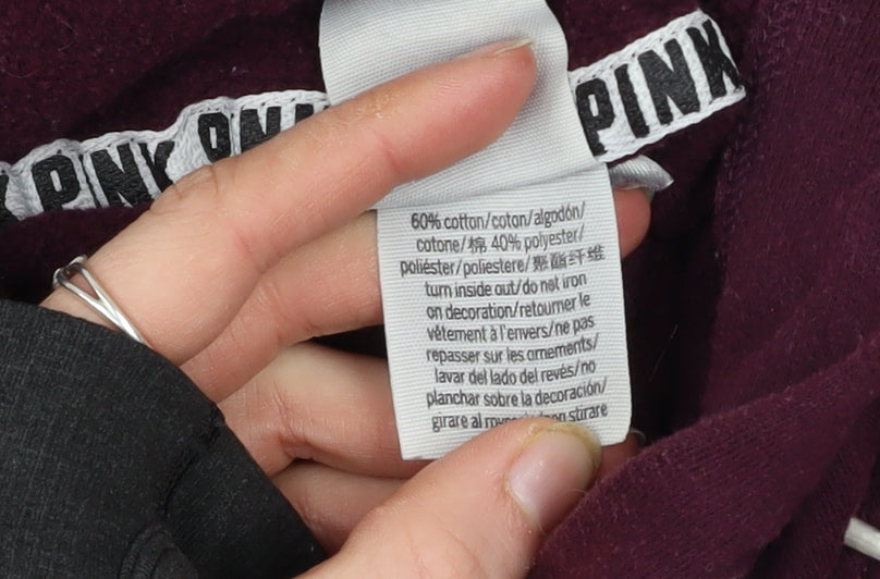 Victoria's Secret PINK Women's Burgundy Hoodie Size 12 Cotton Blend