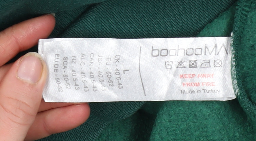 boohooMAN Men's Green Logo Pullover Sweatshirt Size L