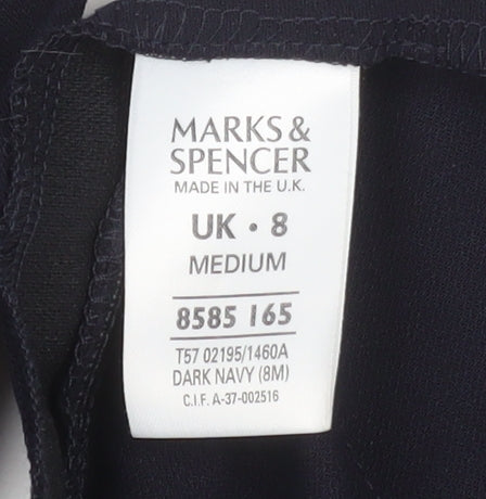 Marks & Spencer Women’s Blue Size 8 Straight Leg Stretch Trousers