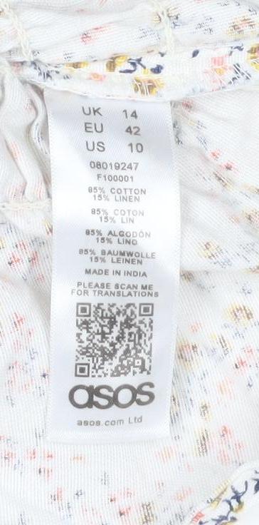 ASOS Women’s Multicoloured Floral Off Shoulder Tunic Blouse Size 14