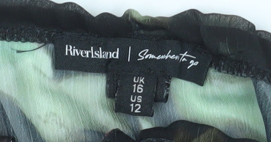 River Island Womens Multicoloured Floral Chiffon Ruffle Wrap Blouse Size 16