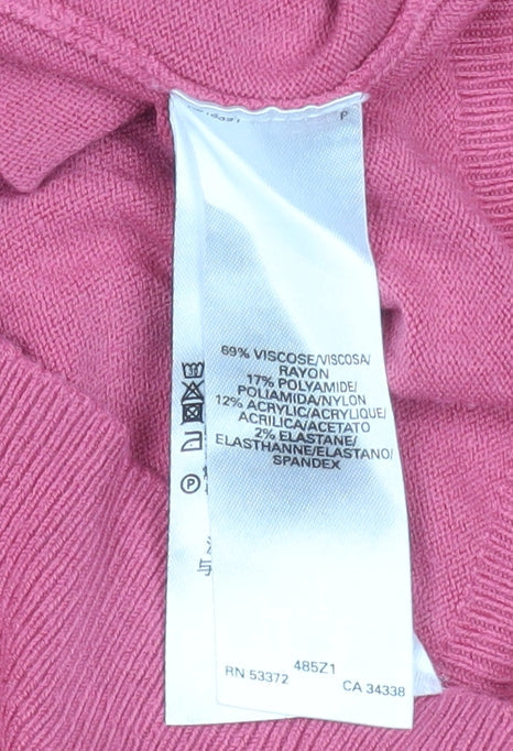 French Connection Womens Pink XS V-Neck Button Cardigan