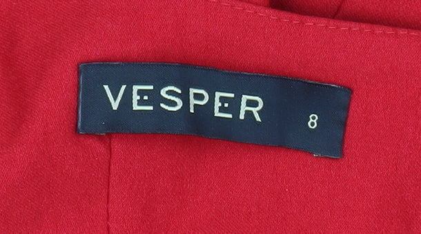 Vesper Women Red Bodycon Stretch Knee Length Dress Size 8