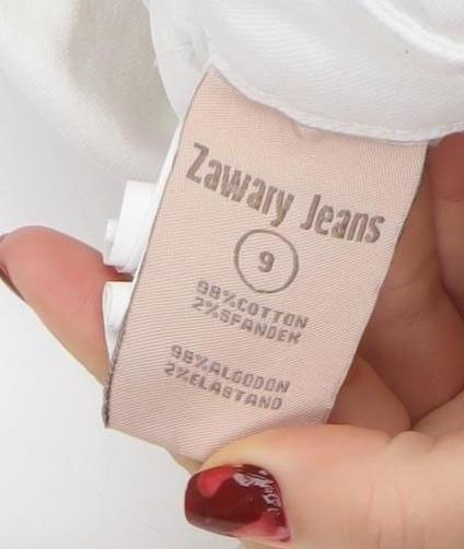 Zara Women White Straight Regular Mid Rise Stretch Jeans Size 9