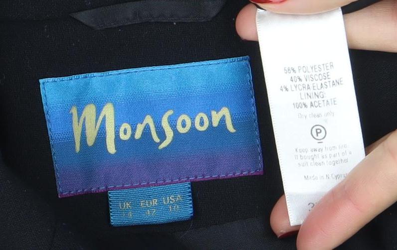 Monsoon Women’s Black Blazer Size 12 Regular Fit Single-Breasted Jacket