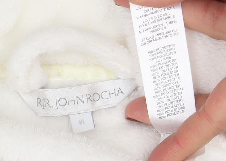 ARI JOHN ROCHA Womens Ivory Pullover Hoodie Size 14 Fleece Pockets Winter