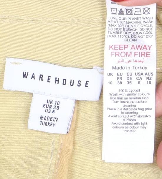 Warehouse Women Beige Cotton Blazer Size 10 Single Breasted Jacket