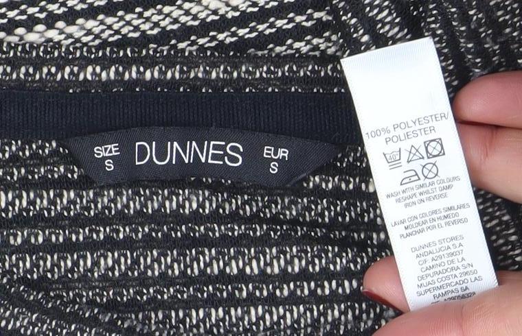 Dunnes Women Black Striped Boat Neck 3/4 Sleeve Pullover Jumper Size S