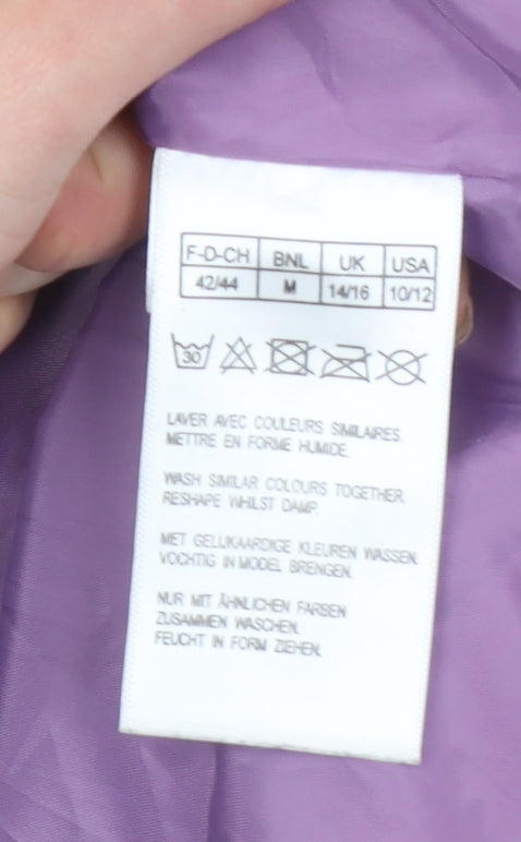 Damart Women Purple Fleece Coat Size 14 Mid-Length Lined Jacket