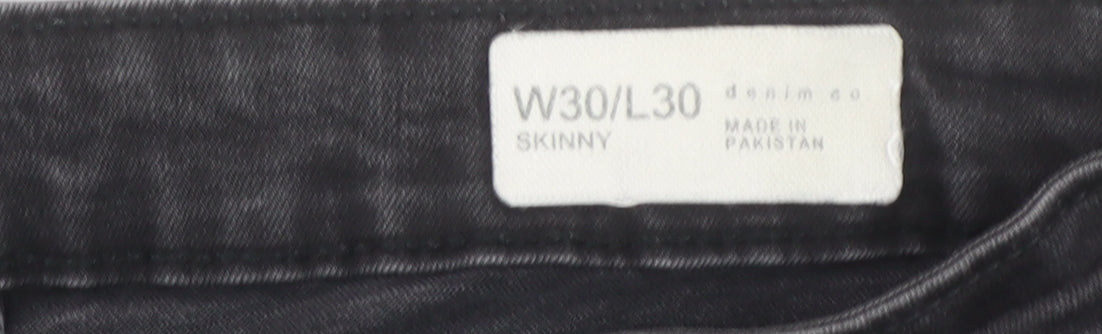 Denim Co Men's Black Skinny Jeans W30 L30 Slim Fit