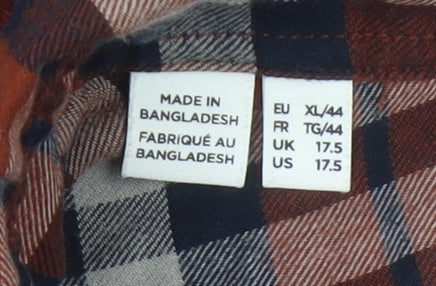 Selected Homme Men's Brown Check Slim Fit Flannel Shirt XL