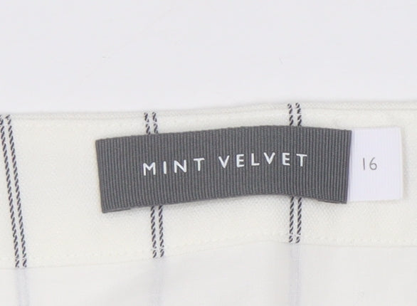 Mint Velvet Women's White Striped Straight Pencil Skirt Size 16